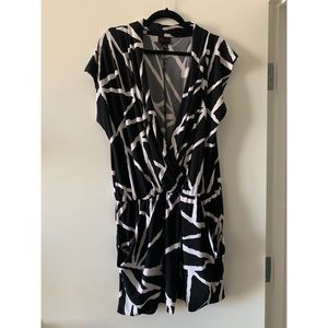 Torrid - Faux Wrap Geometric Dress - Blk/Wht - 2X